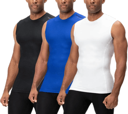DEVOPS 3 Pack Men's Athletic Compression Shirts Sleeveless Medium 1# (3 Pack) Black / Blue / White