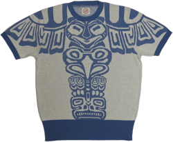 G&F Co.- TOTEM POLE COTTON SWEATER _ IVORY × BLUE