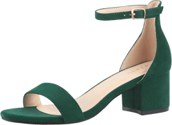 PARTY Women's Open Toe Ankle Strap Low Block Chunky Heels Sandals 6 Emerald Green