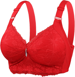 V Lace Bras for Women No Underwire Seamless Bralettes Adjustable Wireless Bras Soft Support Everyday T Shirt Bras (38) B/C Red-12