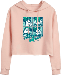 Disney - Plaid Minnie Mouse - Women's Cropped Pullover Hoodie Medium Blush
