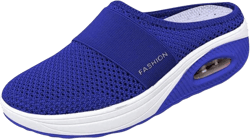 uSecee Mule Sneakers for Womens Mens Mesh Wide Width Mesh Walking Shoes Open Back Slip On Shoes Backless Platform Sneakers Lightweight Breathable Non-Slip Shoes Slippers Slides Closed Toe 7-7.5 Blue