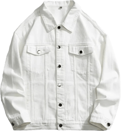 Dninmim Men's Autumn Oversize White Denim Jacket Cotton Casual Versatile Jean Coats 3X-Large White