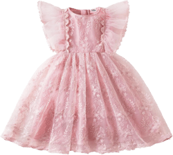NNJXD Baby Girl Tulle Dress Casaul Summer Elegant Princess Lace Dresses 1977 Pink Size(120) 5-6 Years