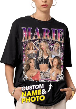 Mit & Mia Custom Bootleg Rap Tee Shirt for Boyfriend Girlfriend Custom Face Tshirt Vintage Graphic Shirt Gift Idea Birthday Style #11