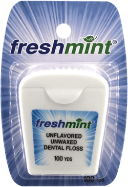 FreshMint DFUW100 Unwaxed Dental Floss in White Box (Case)
