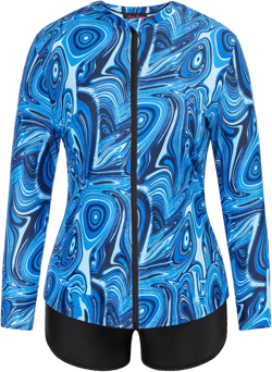 Hanna Nikole Women's Plus Size 3 Piece Long Sleeve Rash Guard Swimsuits Zip Front Bathing Suit Tankini Swimwear UPF 50