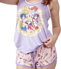 Sailor Moon Sailor Scouts Women's Racer Tank & Dolphin Shorts Sleep Set-XL