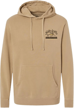 SALTY JOES Men's Fish Count Logo Pigment-Dyed Hoodies Medium Sandstone / Fish Count Logo