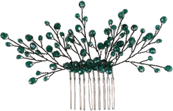 Jumwrit Hair Comb, Rhinestone and Alloy, Green, Bridal Hair Accessories, Handmade Bridal Headpiece for Women, Wedding Hair Comb for Brides and Bridesmaid