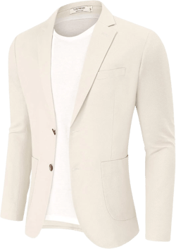 TURETRENDY Men's Casual Blazer Linen Sport Coat Two Button Lightweight Jackets Business Daily Suit