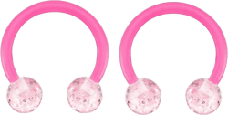 Pierced Owl - 16GA Acrylic Ultra Glitter Ball Ends Flexible Horseshoe Circular Barbells, Sold as a Pair Hot Pink