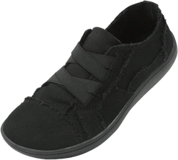 Women's Canvas Slip-On Shoes Casual Walking Sneakers Wide Toe Barefoot Zero Drop Minimalist Loafer