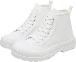 Rominz Women's White Platform Sneakers Fashion High Top Canvas Shoes for Women Black Lace-Up Canvas Sneakers Casual Platform Tennis Shoes 10 White