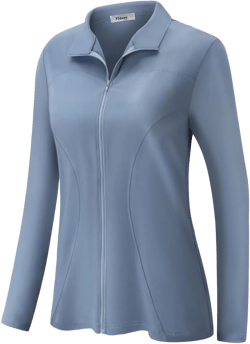 Vldnery Womens Lightweight Athletic Track Jackets Full Zip Long Sleeve Shirts Moisture Wicking Hiking Running Workout Tops Large Haze Blue