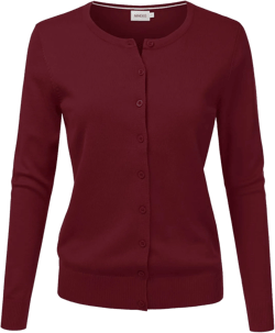NINEXIS Women's Long Sleeve Button Down Soft Knit Cardigan Sweater Large Awocal0210_burgundy