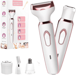 Electric Body Shaver for Women, 4 in 1 Painless Bikini Razor Trimmer, Rechargeable Hair Remover Kit for Face Body Leg Bikini, Portable