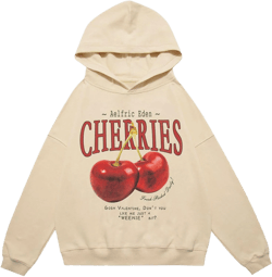 Aelfric Eden Hoodies Oversized Graphic Pullover Sweatshirt Unisex Casual Hooded Hoodie Streetwear 2024 Fall Outfits Large Apricot