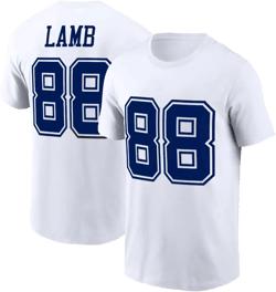 Ceedee Lamb #88 Dallas Texas Football Shirt 100% Cotton Jersey Tee X-Large White