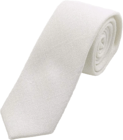 Kihatwin Men's Skinny Wedding Ties Causal Cotton Linen Solid Color Dress Slim cut Necktie One Size White