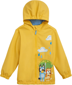 Bluey Little Boys Zip Up Waterproof Hooded Rain Jacket Coat Yellow 7-8