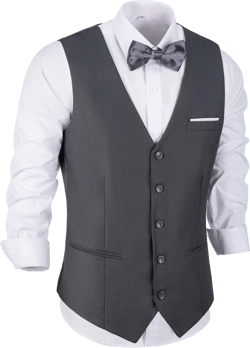 Men Suit Vest Slim Fit Vests Dress Tuxedo Vest for Wedding Formal V-Neck Waistcoat