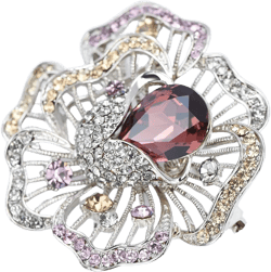 Vintage Austrian Crystal Elegant Large Blooming Flower Bouquet Brooch Pins Big Petal Broach for Women Wedding Gift