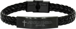 Romans 8:28 Bracelet Bible Verses Religious Gifts for Women Men Personalized Engraved Romans 8:28 Braided Leather Bracelet Catholic Christian Gifts for Women Proverbs 31:22