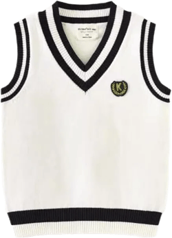 Boys Sweater Vest Solid Color V-Neck Children's Uniform Sleeveless Pullover Knitted Vest Children's Sweater Big Boy 4T K-white