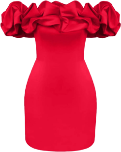 Women's Off Shoulder Strapless Ruffle Trim Ruched Sleeveless Bodycon Mini Party Dress Elegant Cocktail Dress Clubwear Medium Red