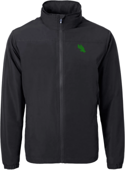 Men's Cutter & Buck Black North Texas Mean Green Charter Eco Recycled Full-Zip Jacket
