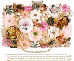 Selighting Colorful Flower Clutch Purse for Women Formal Evening Bag Beaded Pearl Purse for Wedding Prom Party Handbags Champagne