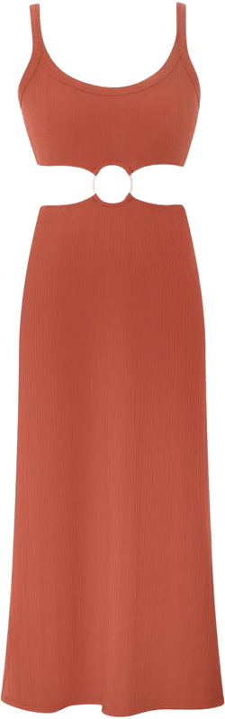 The Icon Cutout Dress - Terracotta Organic Rib