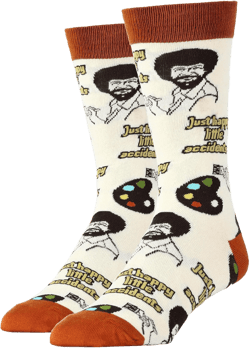 ooohyeah Men's The Little Prince Novelty Crew Socks, Crazy Funny Cotton Dress Socks Gift, Size 8-13 8-13 Bob Ross Happy Little Accidents