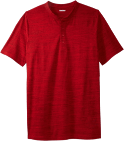 KingSize Men's Big & Tall Shrink-Less Longer Length Lightweight Henley T-Shirt 5X-Large Big Red Marl