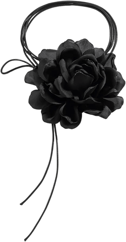 Flower Rose Choker Necklace For Women Girls Black Big Rosette Velvet Silk Gothic Adjustable Chain Y2K Jewelry Birthday Christmas Gifts Big flower