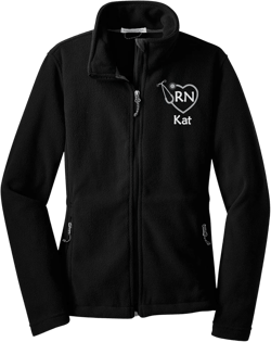 The Crafty Engineer Personalized RN Fleece Jacket Gift for Nurse - Customized, Zip Up, Embroidered Design RN Jacket Black X-Large