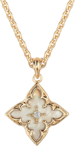 Fettero Gold Clover Necklace for Women Dainty 14K Gold Plated CZ Pendant Necklace Adjustable Chain Choker Charm Colorful Clover Pendant Lucky Necklace for Women Jewelry White - Mohter of Pearl