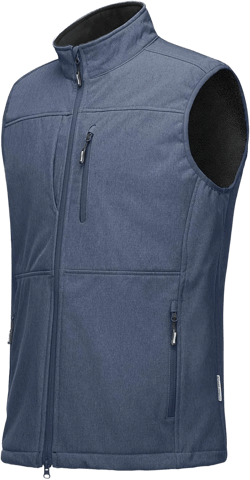 Outdoor Ventures Men's Running Vest Outerwear, Lightweight Windproof Fleece-Lined Softshell Sleeveless Jacket for Golf 3X-Large Navy Heather-7 Pockets