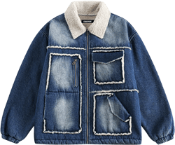 Unisex Jacket Winter Denim Lambswool Jacket