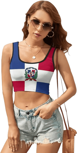 Dominican Flag Crop Top for Women Summer Top S Small Style-7