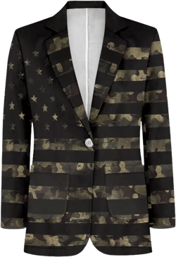 Binienty Graphic Print Men's Sports Suit Jacket One Button Business Casual Blazer Party Jackets XX-Large Camouflage American Flag