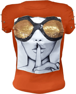 PESION Womens Short Sleeve T-Shirt Sequined Tops O-Neck Funny Graphic Tees Blouse