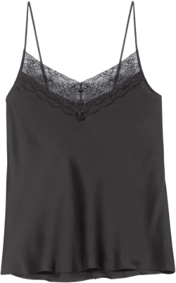 Silk satin and lace slip top