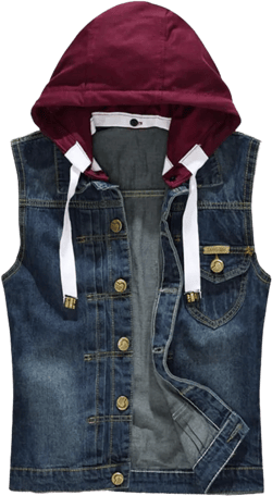 Kedera Men's Denim Vest Sleeveless Jean Vest Black Denim Motorcycle Black Blue Biker Plus Size X-Large Blue Red