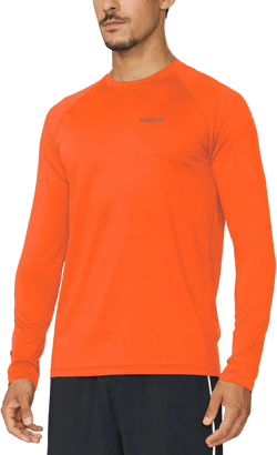 baleaf Men's Long Sleeve Running Shirts Quick Dry Workout Shirts Athletic T-Shirts Lightweight Soft Fishing Tee Tops X-Large A009- Fluorescent Orange
