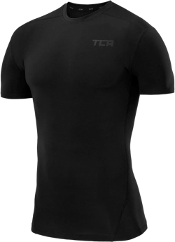 TCA Men's Short Sleeve Compression Shirt Men Quick Dry Athletic Workout Base Layer Thermal Top Black Stealth Small