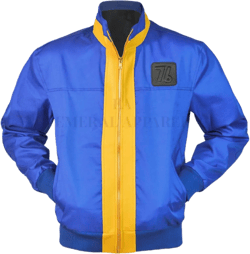 Blue & Yellow Cordura Jacket with 76" Embroidery - Sturdy and Stylish Outerwear for Everyday Adventure Small Cordura
