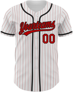 Custom Pinstripe Baseball Jersey, Printed Stitched Personalized Name Number Logo, Sports Uniform for Men Youth Women White Red Pinstripe Red Black