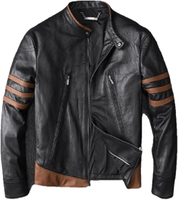 Men's Leather Jacket Wolverine Distressed Leather Jacket Moto & Biker style Medium Black